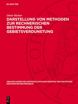 cover image of Darstellung von Methoden zur rechnerischen Bestimmung der Gebietsverdunstung